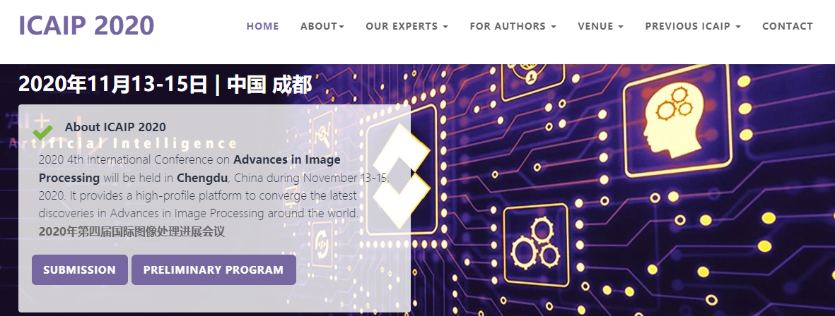 2020 4th International Conference on Advances in Image Processing (ICAIP 2020), Chengdu, Sichuan, China