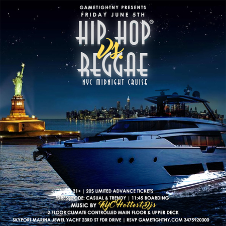 NYC Hip Hop vs. Reggae Midnight Yacht Party at Jewel Yacht, New York, United States