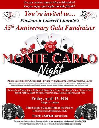 Pittsburgh Concert Chorale 35th Anniversary Gala Monte Carlo Night, Pittsburgh, Pennsylvania, United States