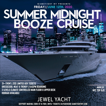 NYC Summer Midnight Booze Cruise Yacht Party at Skyport Marina, New York, United States