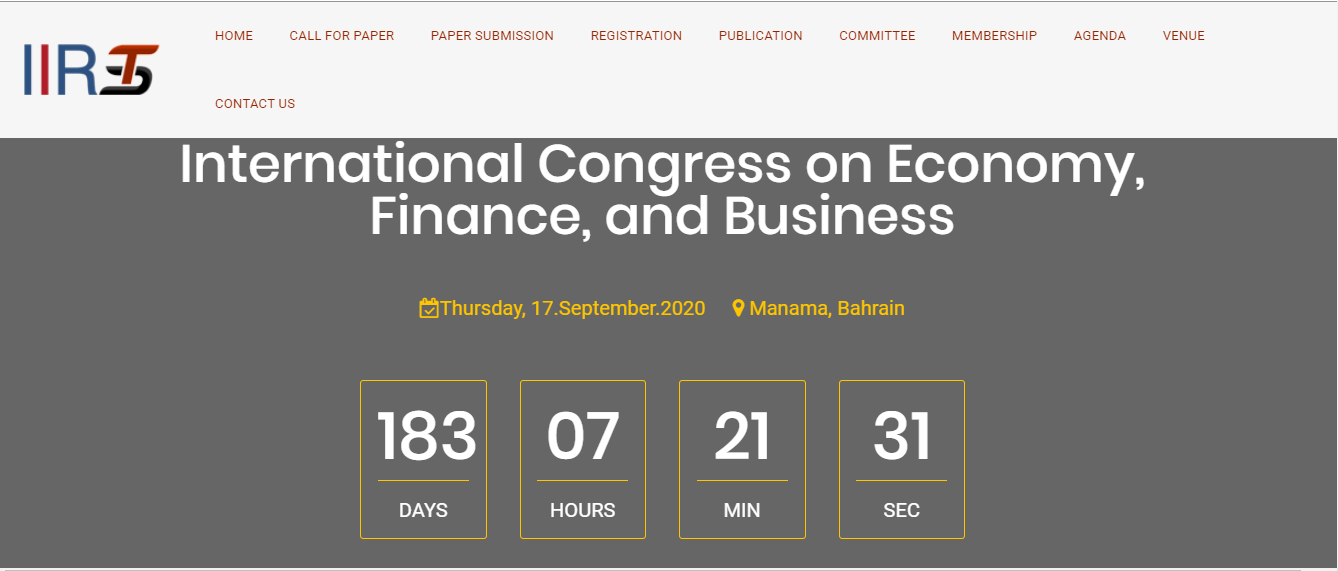 International Congress on Economy, Finance, and Business, Manama, Bahrain