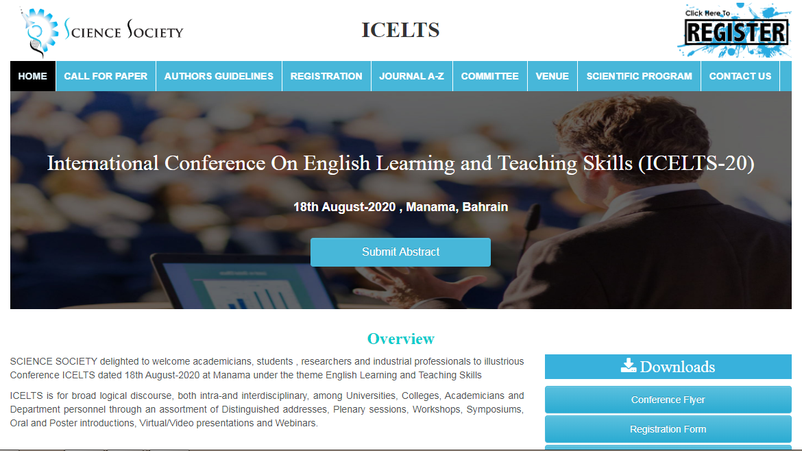 International Conference On English Learning and Teaching Skills (ICELTS-20), Manama, Bahrain