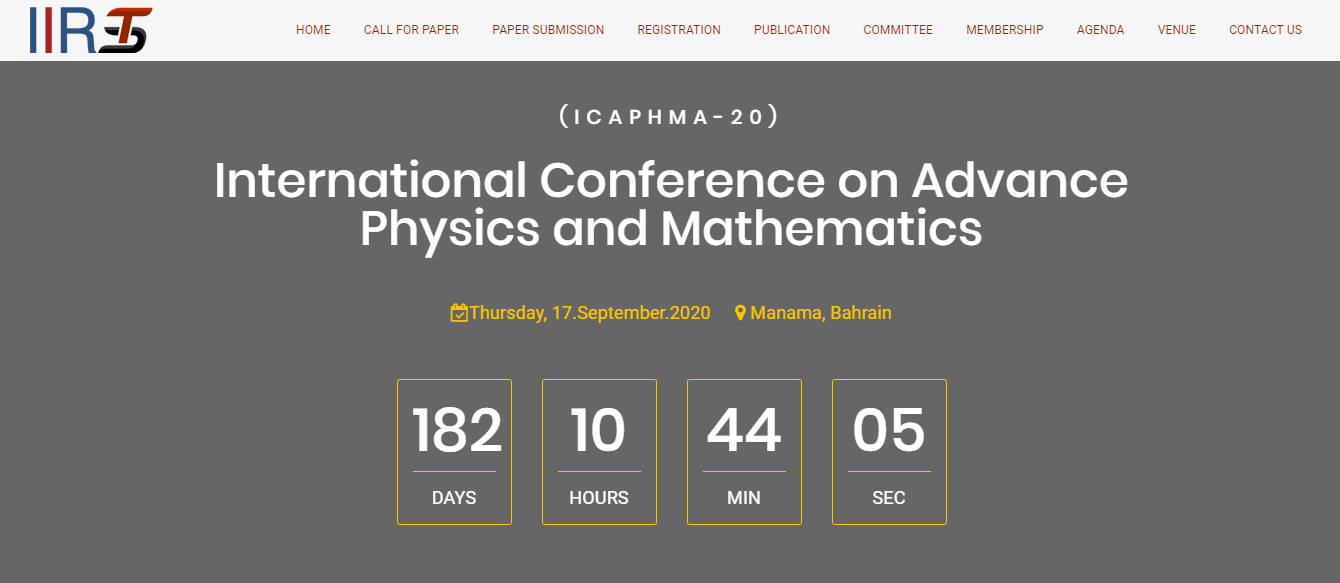 International Conference on Advance Physics and Mathematics, Manama, Bahrain