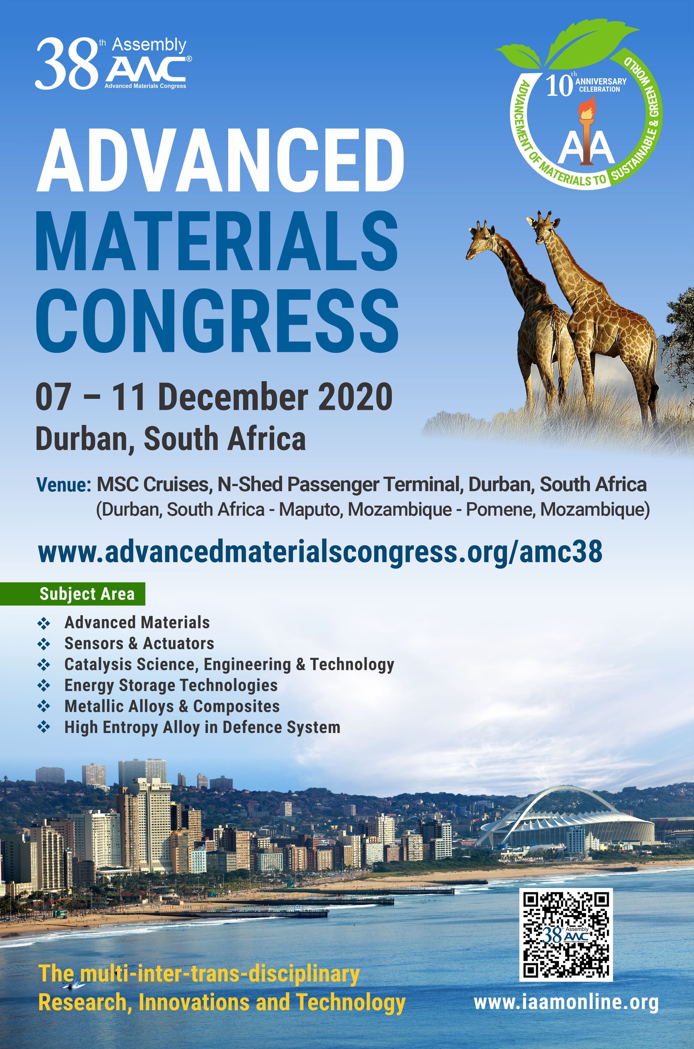 38th Assembly of Advanced Materials Congress 2020, Durban, South Africa