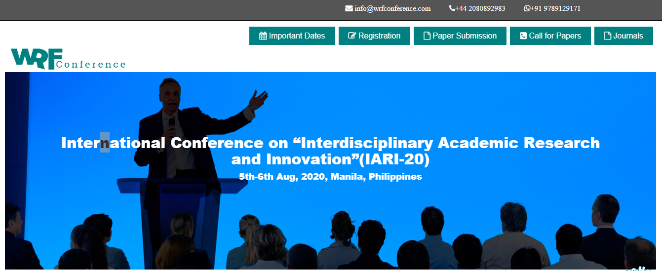 International Conference on “Interdisciplinary Academic Research and Innovation”(IARI-20), Manila, Philippines