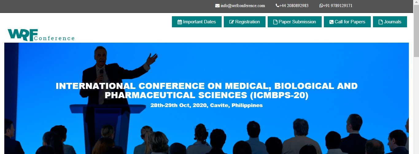 INTERNATIONAL CONFERENCE ON MEDICAL, BIOLOGICAL AND PHARMACEUTICAL SCIENCES (ICMBPS-20), Cavite, Philippines