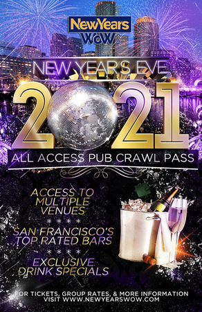 New Year's Eve All Access Bar Crawl Pass San Francisco 2021, San Francisco, California, United States