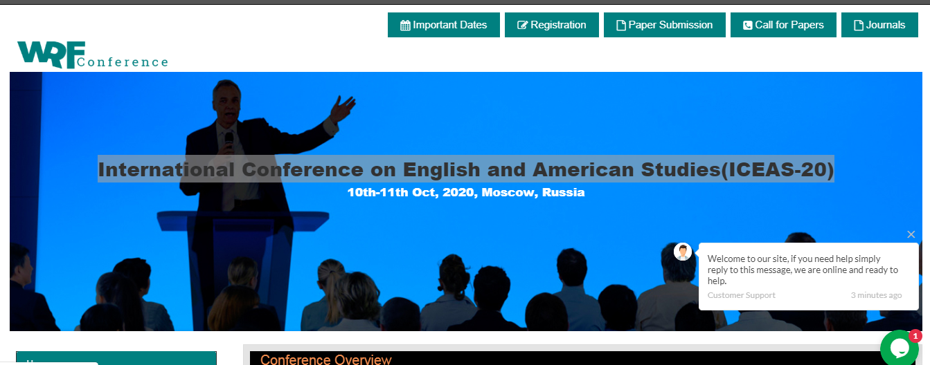 International Conference on English and American Studies(ICEAS-20), Moscow, Russia
