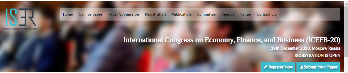 International Congress on Economy, Finance, and Business (ICEFB-20), Moscow, Russia
