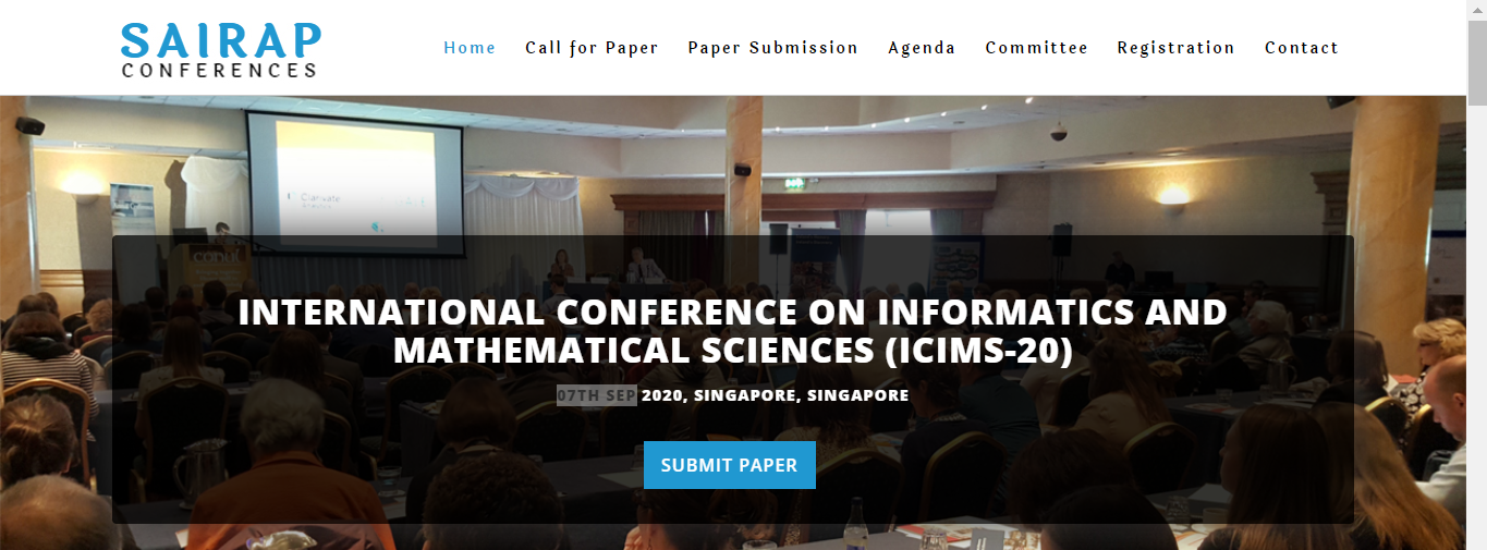 INTERNATIONAL CONFERENCE ON INFORMATICS AND MATHEMATICAL SCIENCES, Singapore