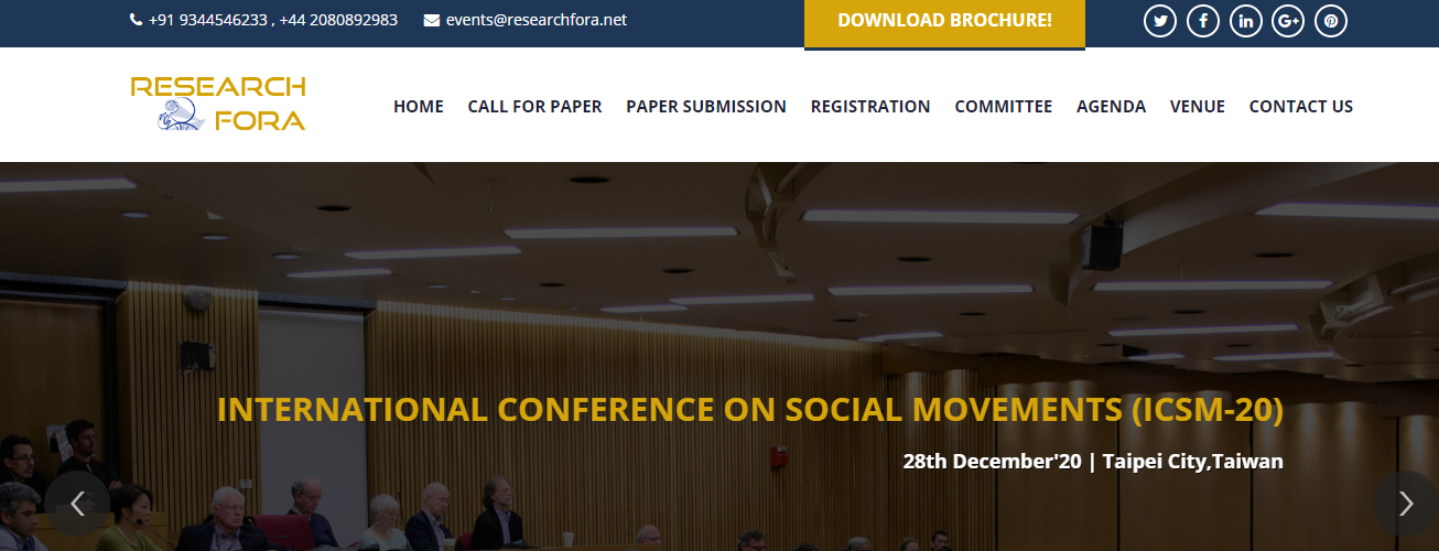 International Conference on Social Movements ICSM-20, Taipei City, Taiwan