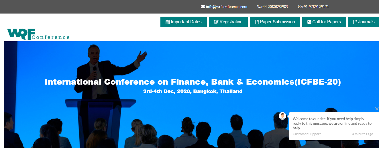 International Conference on Finance, Bank & Economics(ICFBE-20), Bangkok, Thailand