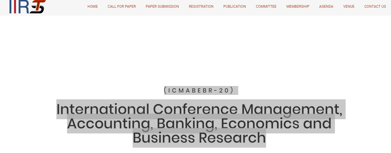 International Conference Management, Accounting, Banking, Economics and Business Research ICMABEBR -20, Ankara, Turkey