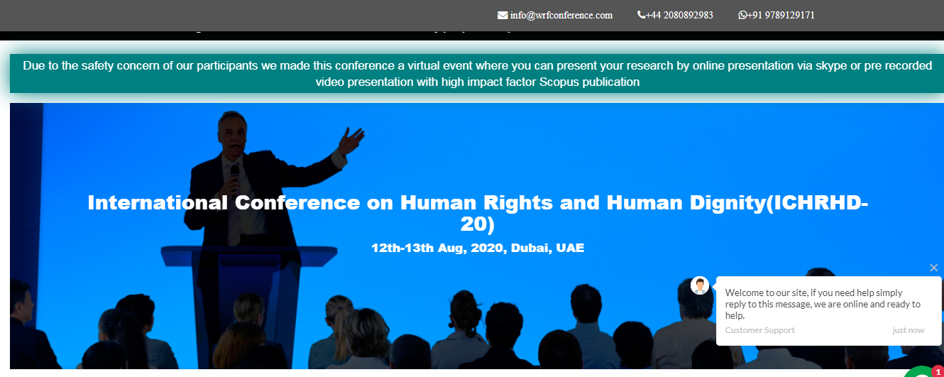 International Conference on Human Rights and Human Dignity(ICHRHD-20), Dubai, United Arab Emirates