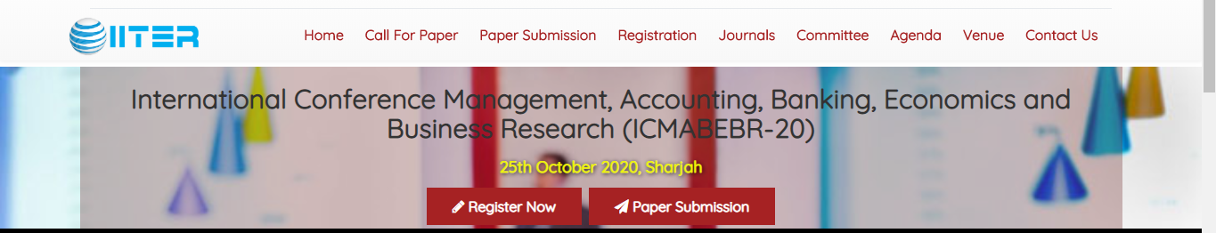 International Conference Management, Accounting, Banking, Economics and Business Research (ICMABEBR-20), Sharjah, United Arab Emirates