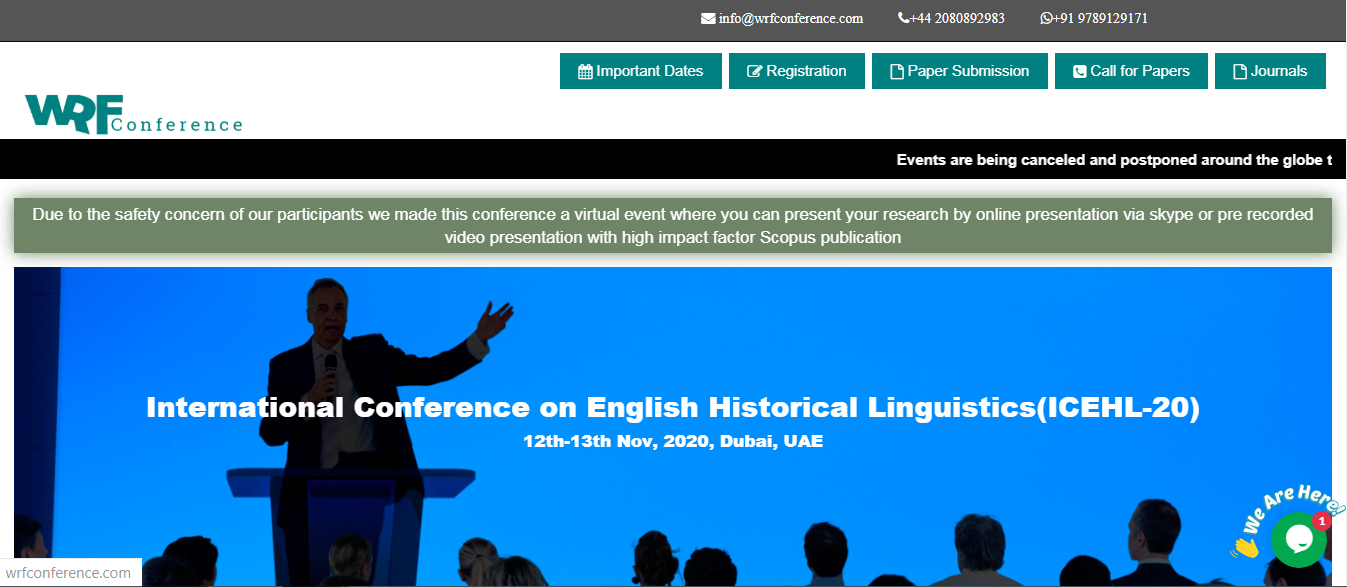 International Conference on English Historical Linguistics(ICEHL-20), Dubai, United Arab Emirates
