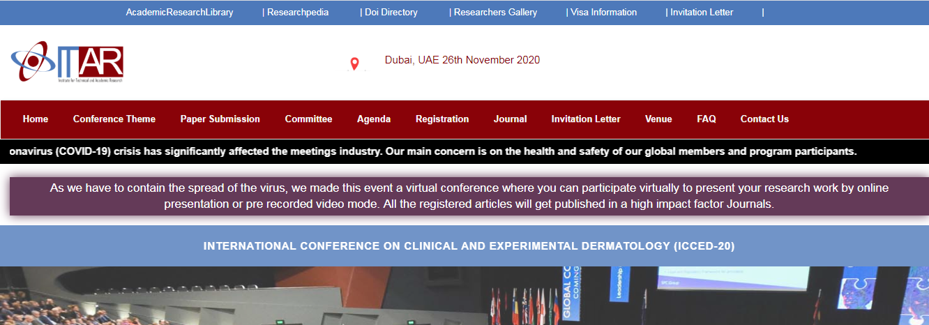 International Conference on Clinical and Experimental Dermatology (ICCED-20), Dubai, United Arab Emirates