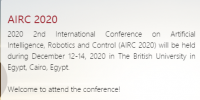 2020 2nd International Conference on Artificial Intelligence, Robotics and Control (AIRC 2020)