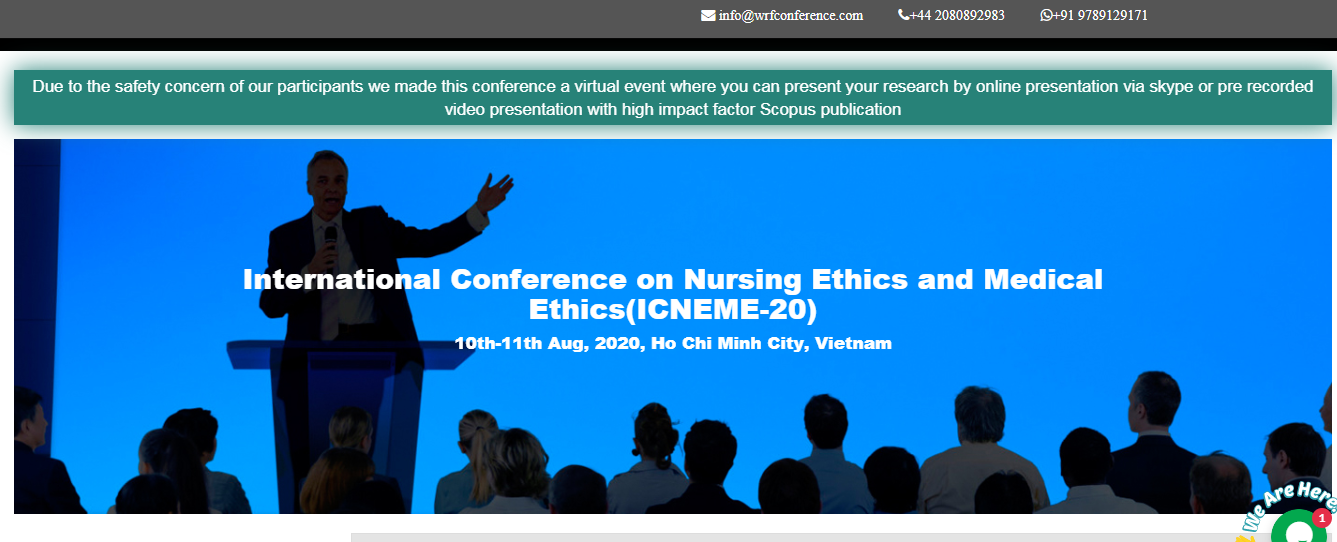 International Conference on Nursing Ethics and Medical Ethics(ICNEME-20), Vietnam, Ho Chi Minh, Vietnam