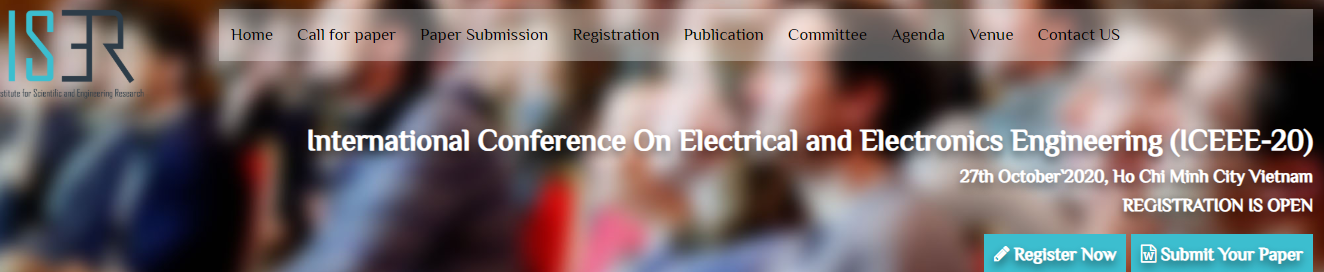 International Conference On Electrical and Electronics Engineering (ICEEE-20), Ho Chi Minh City, Ho Chi Minh, Vietnam
