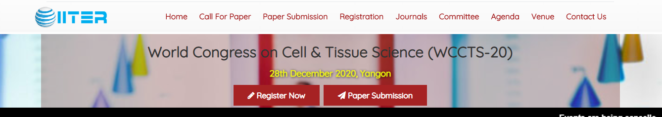 World Congress on Cell & Tissue Science (WCCTS-20), YANGON, BURMA