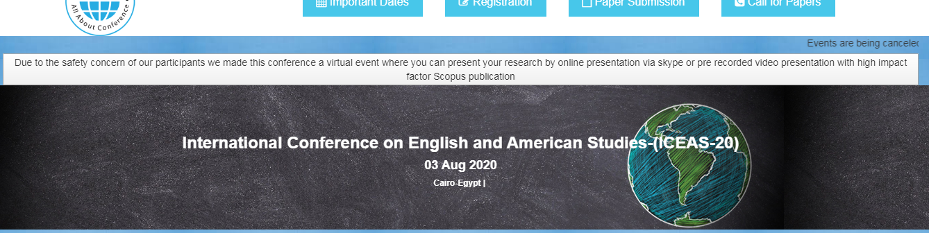 International Conference on English and American Studies-(ICEAS-20), Cairo-Egypt, Cairo, Egypt