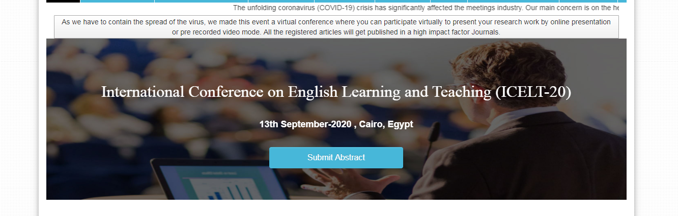 International Conference on English Learning and Teaching (ICELT-20), Cairo, Egypt,Cairo,Egypt