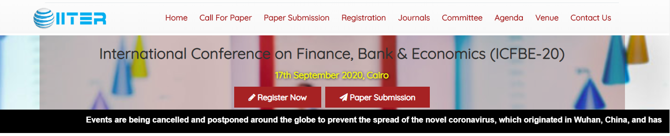 International Conference on Finance, Bank & Economics (ICFBE-20), Cairo, Egypt,Cairo,Egypt