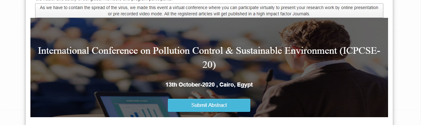 International Conference on Pollution Control & Sustainable Environment (ICPCSE-20), Cairo, Egypt,Cairo,Egypt