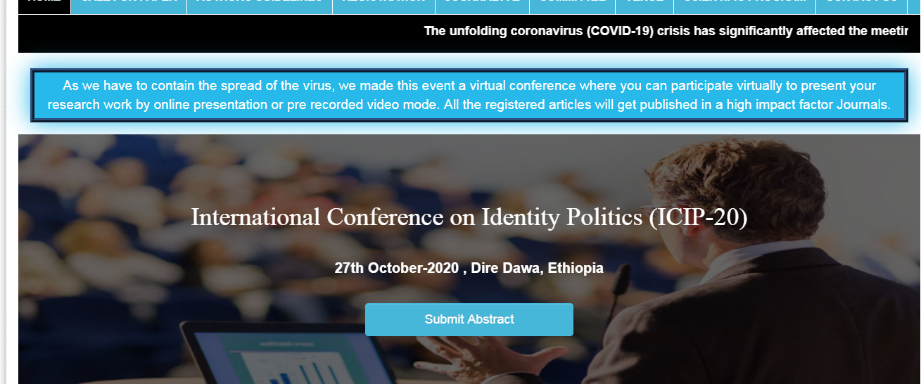 International Conference on Identity Politics (ICIP-20), Dire Dawa, Ethiopia