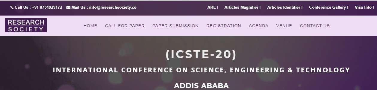 International Conference on Science, Engineering & Technology (ICSTE-20), Addis Ababa, Ethiopia