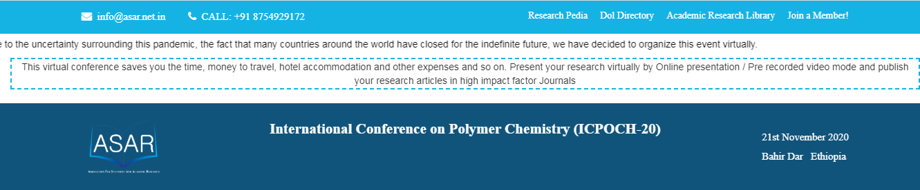 International Conference on Polymer Chemistry (ICPOCH-20), Bahir Dar, Ethiopia