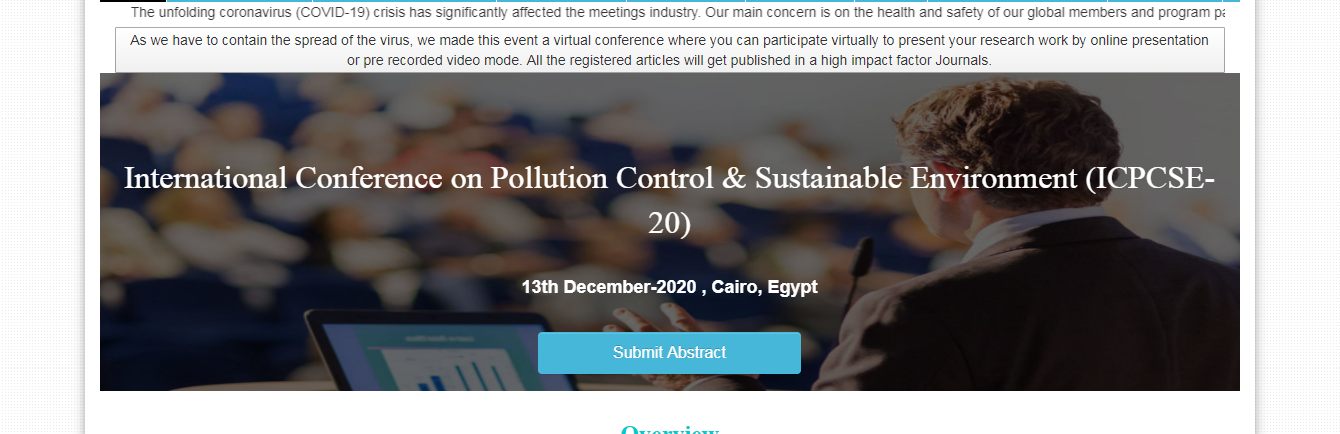 International Conference on Pollution Control & Sustainable Environment (ICPCSE-20), Cairo, Egypt,Cairo,Egypt