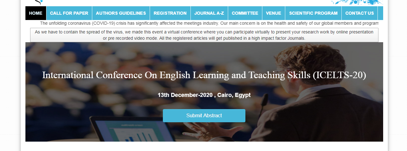 International Conference On English Learning and Teaching Skills (ICELTS-20), Cairo, Egypt,Cairo,Egypt