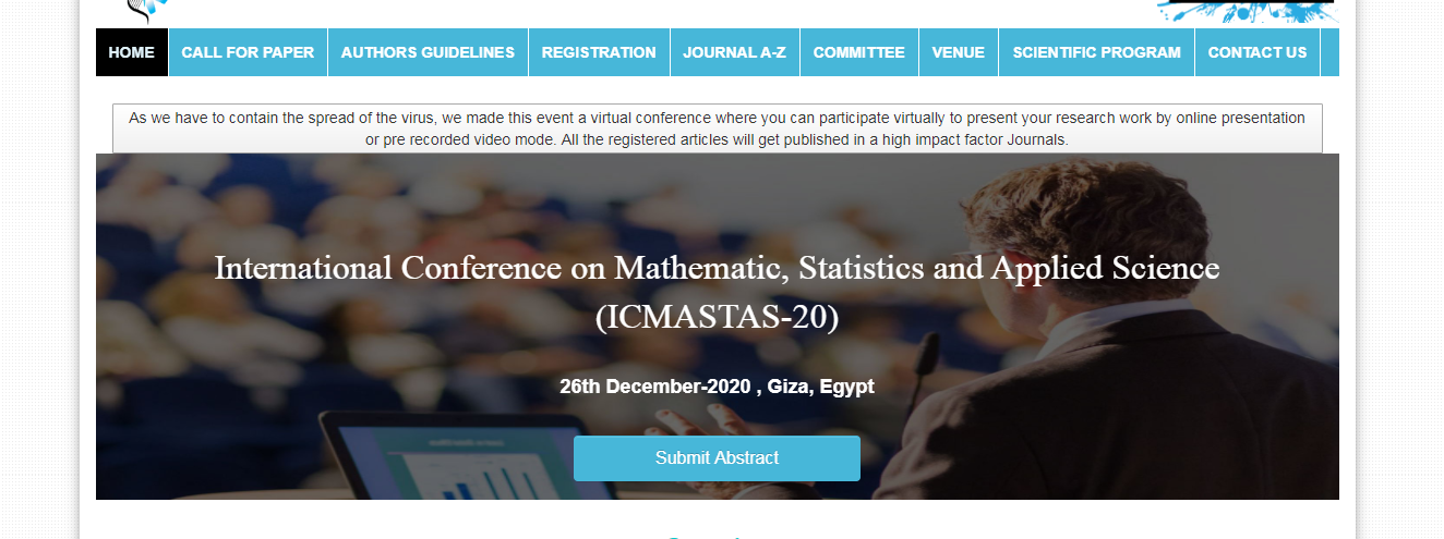 International Conference on Mathematic, Statistics and Applied Science (ICMASTAS-20), Giza, Egypt,Giza,Egypt
