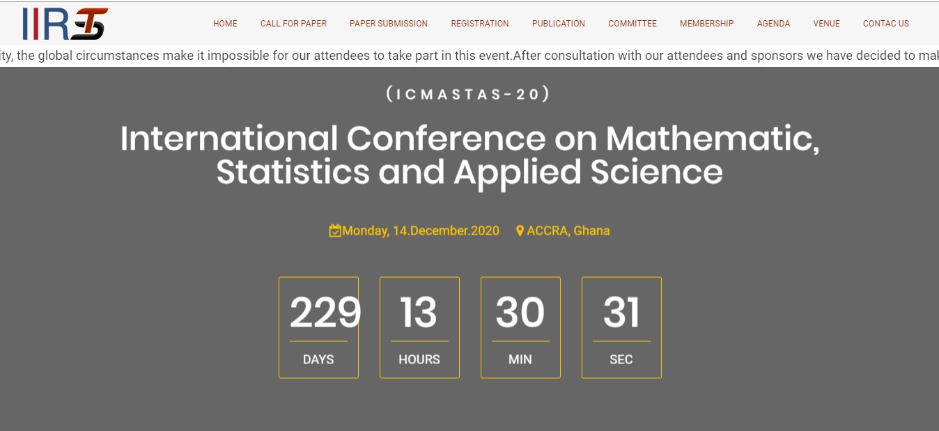 International Conference on Mathematic, Statistics and Applied Science, ACCRA, GHANA, Ghana