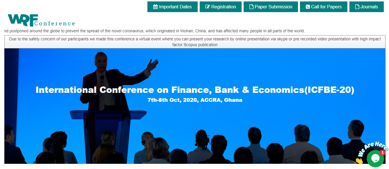 International Conference on Finance, Bank & Economics(ICFBE-20), ACCRA, GHANA, Ghana
