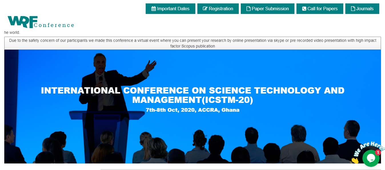 INTERNATIONAL CONFERENCE ON SCIENCE TECHNOLOGY AND MANAGEMENT(ICSTM-20), ACCRA, GHANA, Ghana
