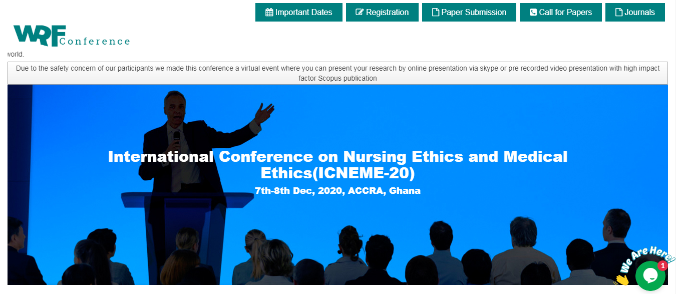 International Conference on Nursing Ethics and Medical Ethics(ICNEME-20), ACCRA, Ghana, Ghana