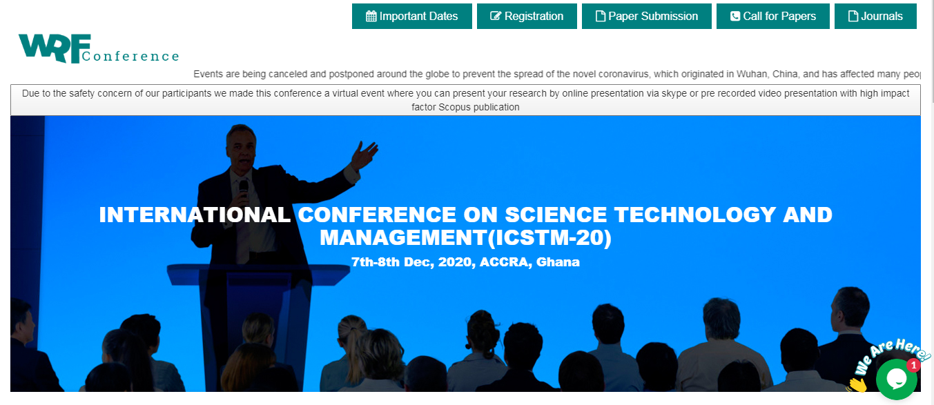 INTERNATIONAL CONFERENCE ON SCIENCE TECHNOLOGY AND MANAGEMENT(ICSTM-20), ACCRA, Ghana, Ghana