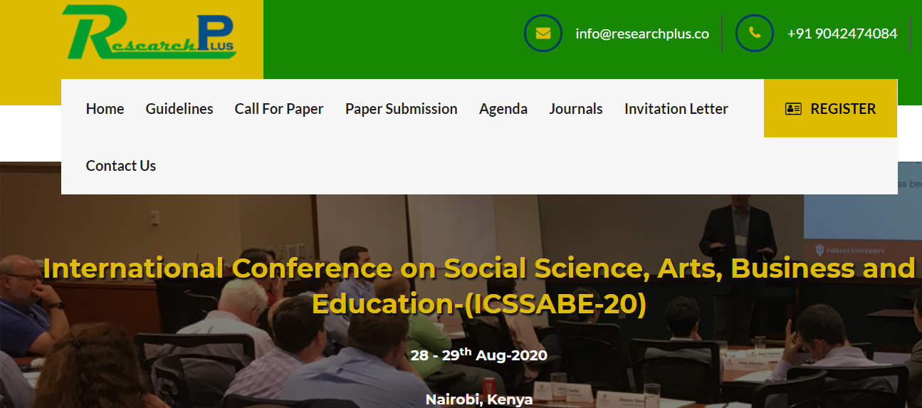 International Conference on Social Science, Arts, Business and Education-(ICSSABE-20), Nairobi, Kenya