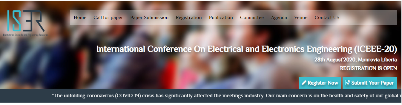 International Conference On Electrical and Electronics Engineering (ICEEE-20), Monrovia Liberia, Liberia