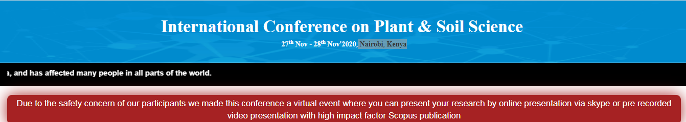 International Conference on Plant & Soil Science(ICPSS-20), Nairobi, Kenya