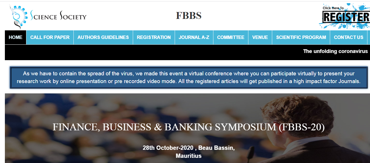 FINANCE, BUSINESS & BANKING SYMPOSIUM (FBBS-20), Beau Bassin, Mauritius