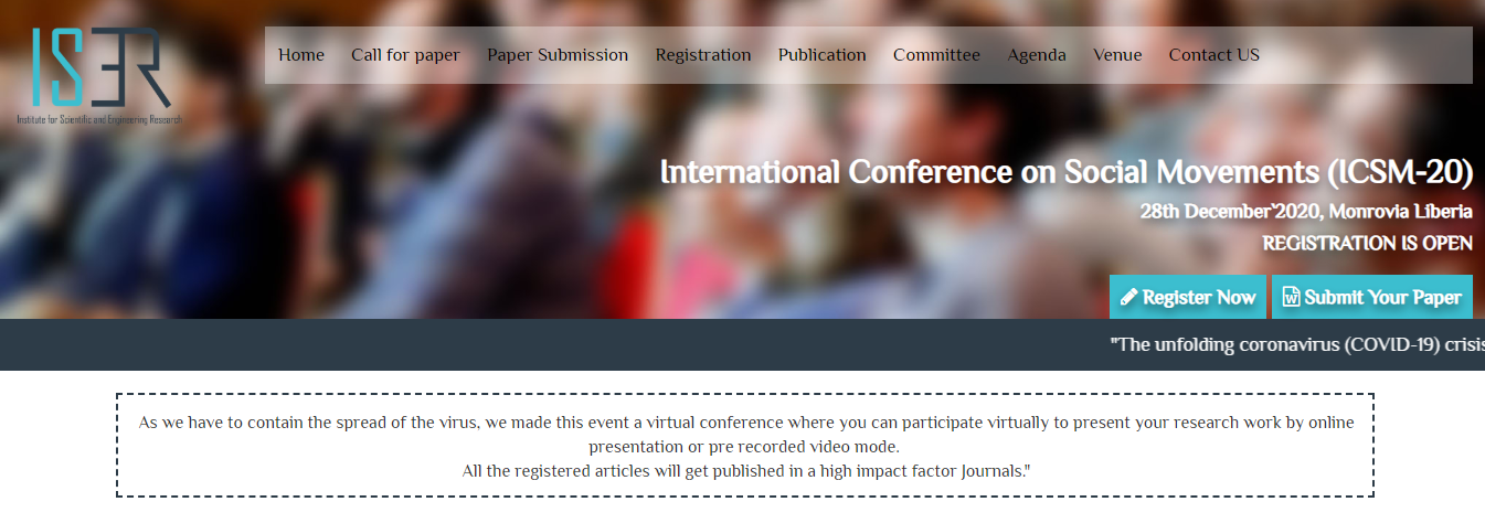 International Conference on Social Movements (ICSM-20), Monrovia Liberia, Liberia