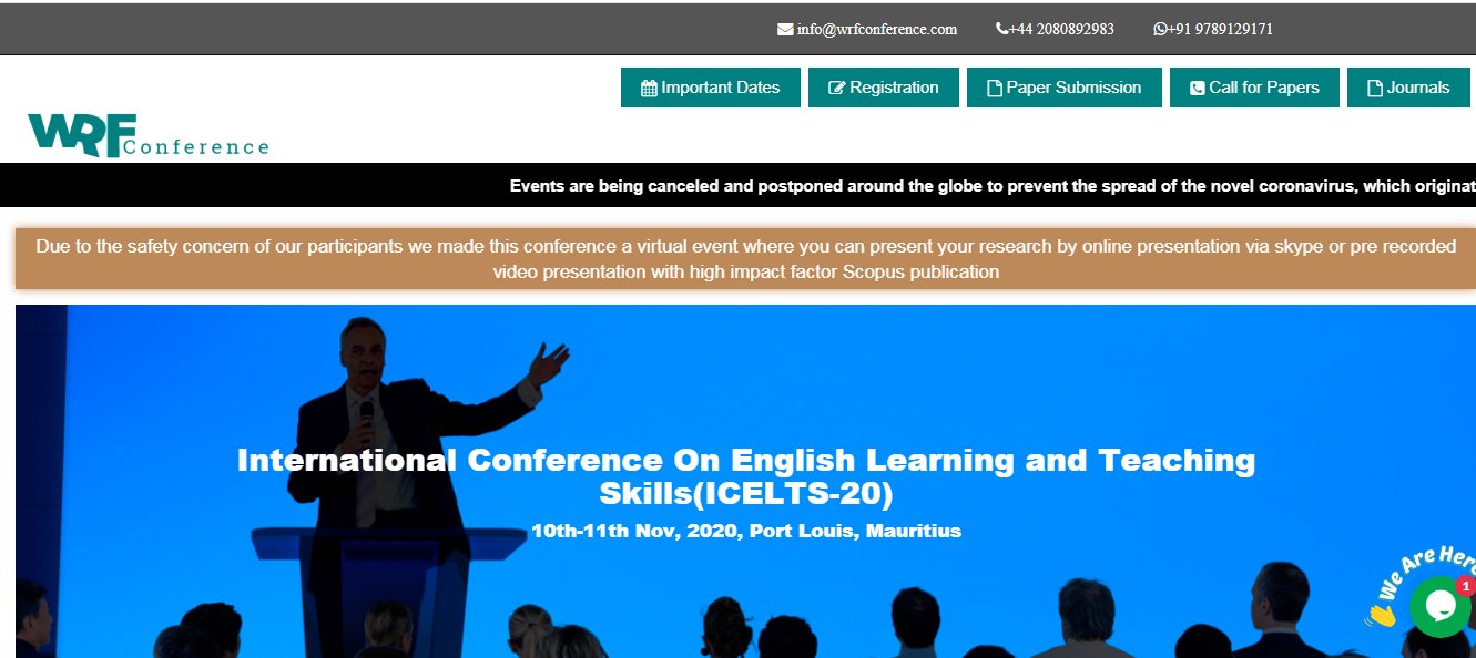 International Conference On English Learning and Teaching Skills(ICELTS-20), Port Lousis, Port Louis, Mauritius
