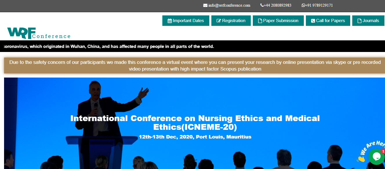 International Conference on Nursing Ethics and Medical Ethics(ICNEME-20), Port Lousis, Port Louis, Mauritius
