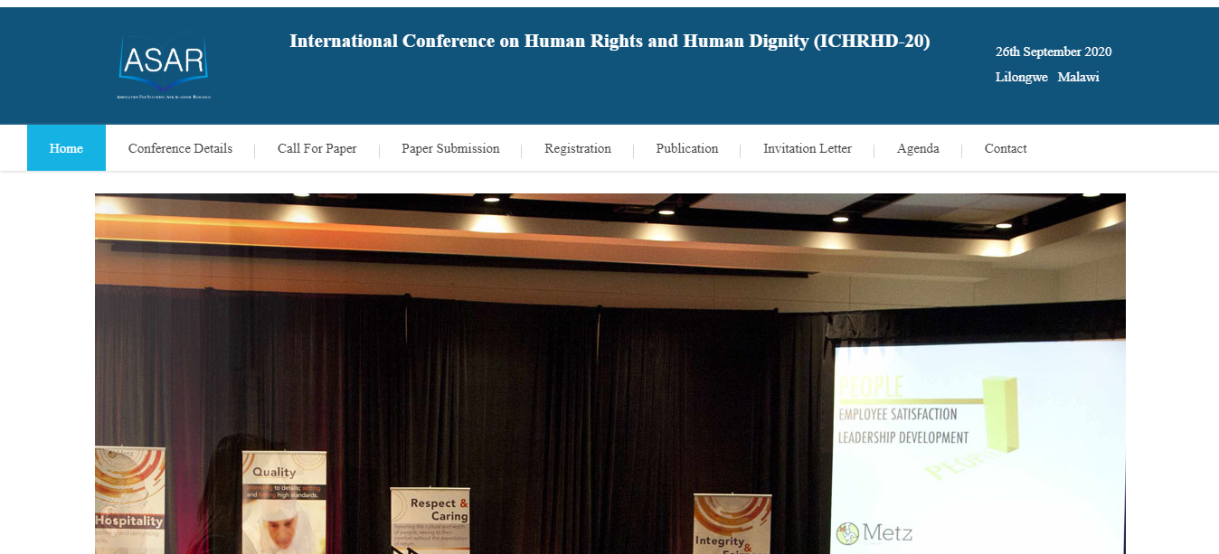 International Conference on Human Rights and Human Dignity (ICHRHD-20), Lilongwe   Malawi, Malawi