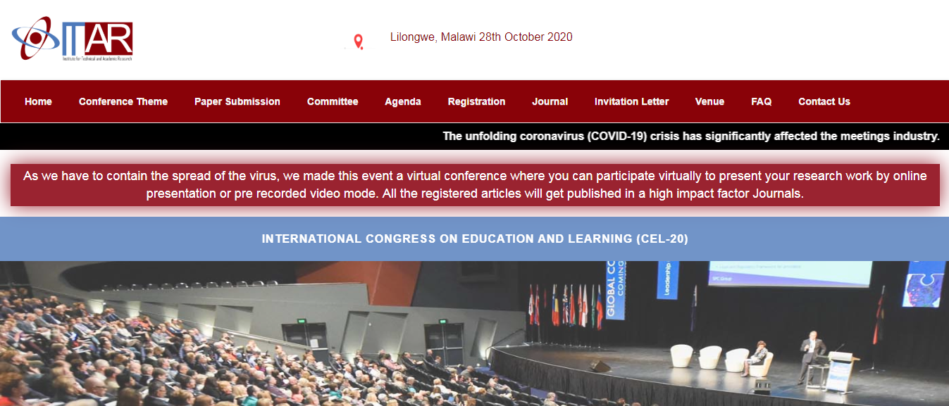 International Congress on Education and Learning, Lilongwe, Malawi, Malawi
