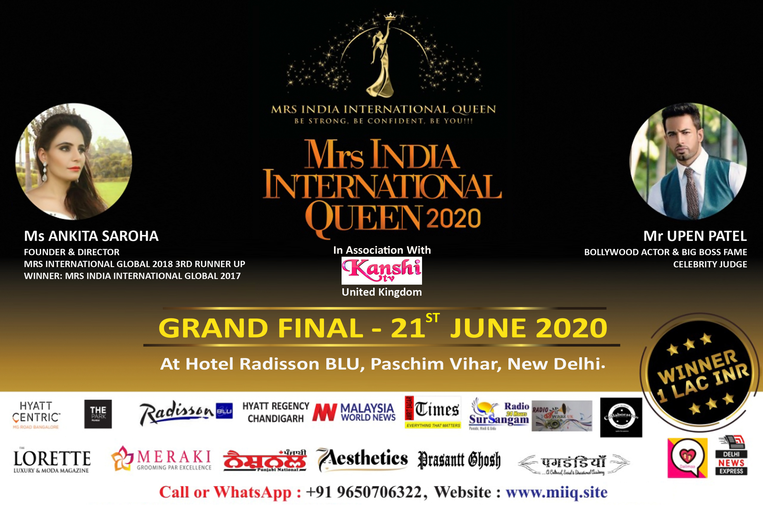 MRS INDIA INTERNATIONAL QUEEN 2020 GRAND FINAL, West Delhi, Delhi, India